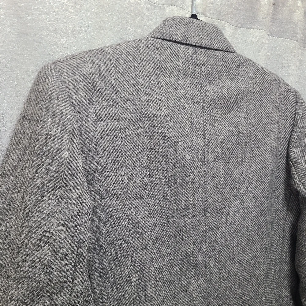 Vtg Harrington Square‎ Herringbone Tweed Wool Blend Blazer 10 Hong Kong